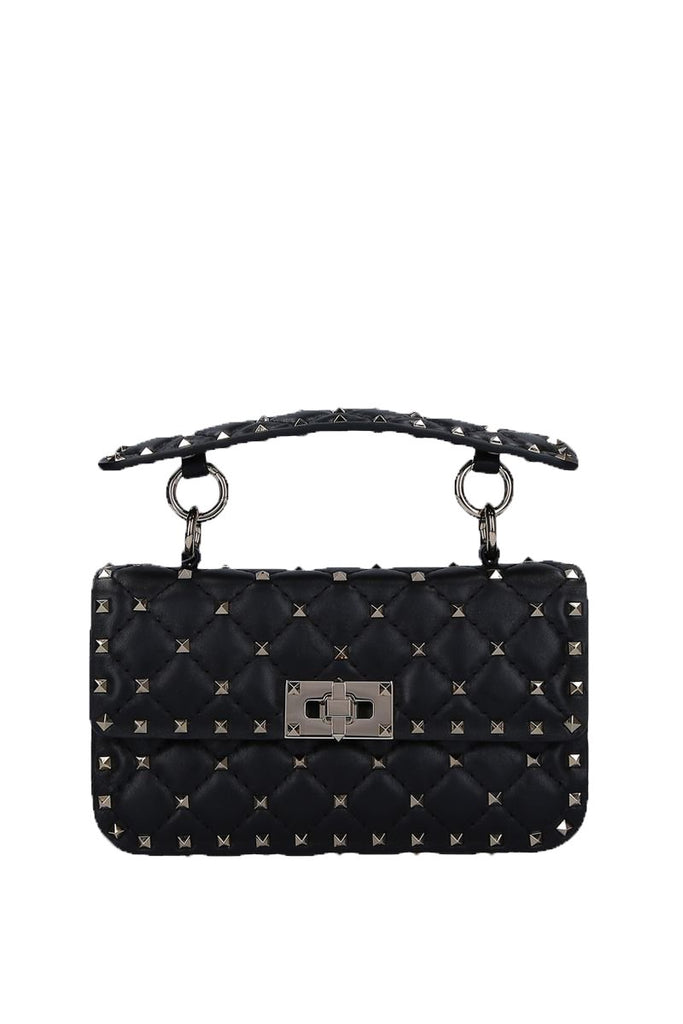 Valentino Small Rockstud Spike Chain Bag In Lambskin Black