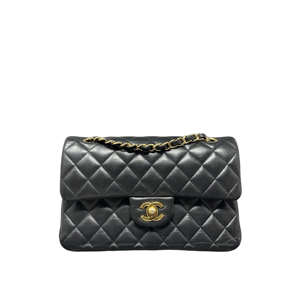 Chanel Small Double Flap Black Lambskin Handbag in Box