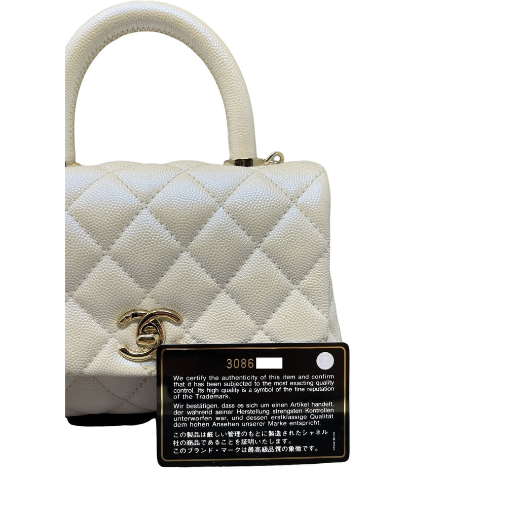 Chanel Mini Round Vanity Bag with Handle Ivory Caviar 22C – Coco