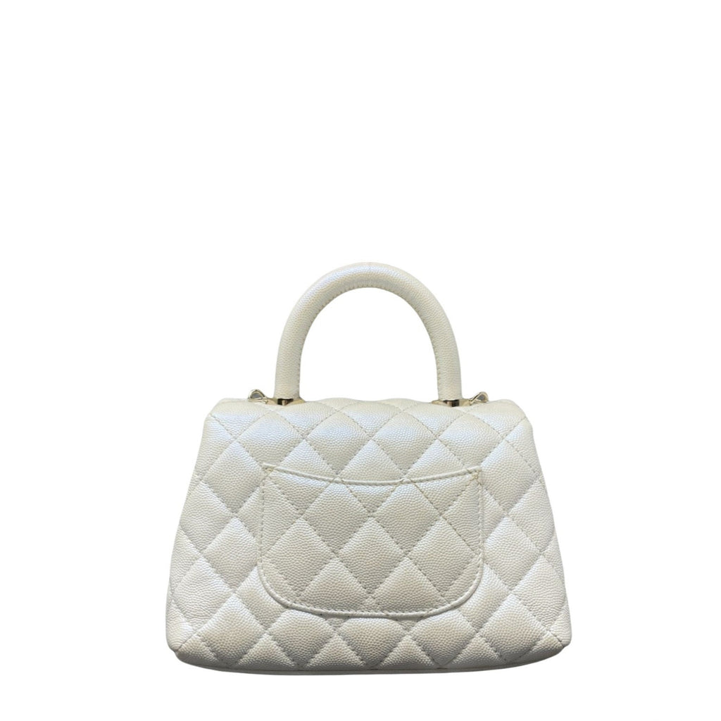 Chanel Coco Top Handle Bag Quilted Iridescent Caviar Extra Mini