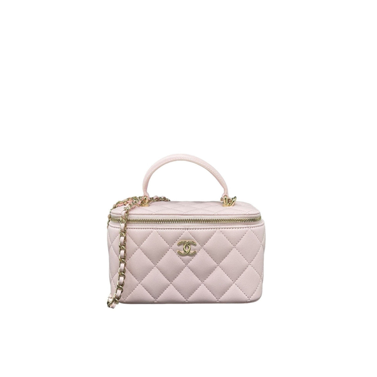 CHANEL Pink MINI VANITY CASE CROSS BODY BAG CLASSIC LAMBSKIN GOLD Square  Rectang